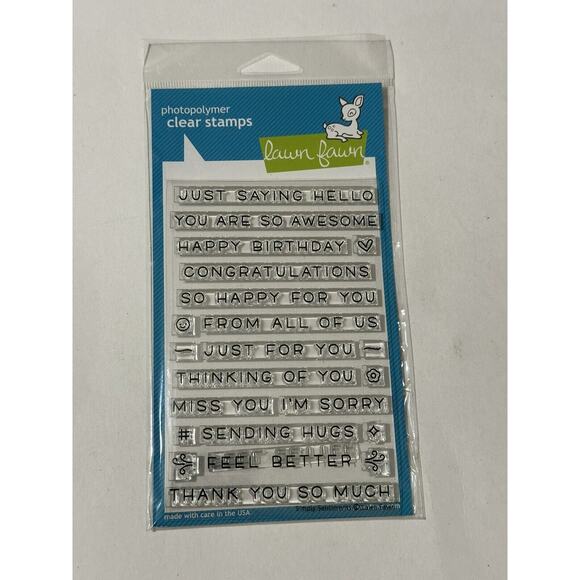 Lawn Fawn Clear Stamps Wishes Happy Birthday Thank U Congratulations Feel Better - Picture 1 of 3